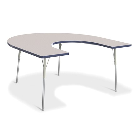 Jonti-Craft Berries Horseshoe Activity Table, 66 in. x 60 in., A-height, Freckled Gray/Navy/Gray 6445JCA112